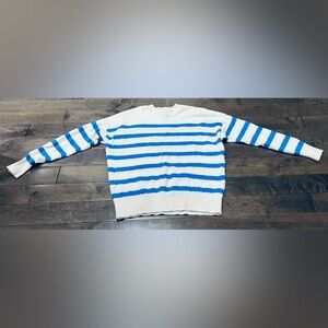Women’s Sz XS Hther Blue Sky Stripe (Re)sponsible Cashmere Crewneck Sweater